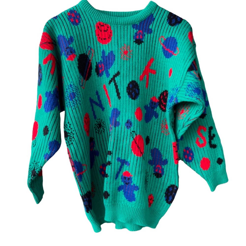 Vintage 80s or 90s eccentric quirky pullover /  knit sweater